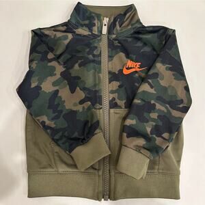 Nike Toddlers Full Zip Jacket Size 12M Green Camouflage Poly Outdoor Sportswear